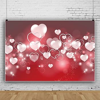 Amazon.co.jp: Qinunipoto 背景布 ハート柄の背景 バレンタイン 1.8x1